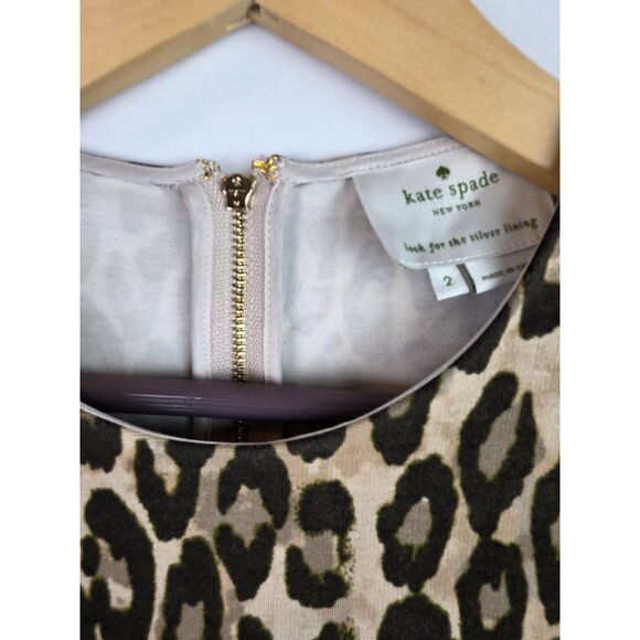 Kate Spade Womens Dress Size 2 Brown Leopard Short Sleeve Fit & Flare Mini Dress - Picture 4 of 15